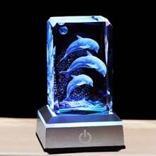 Color-Morphing USB Dolphin LED Crystal Night Light - Touch-Controlled, Elegant Bedroom Decor & Gift