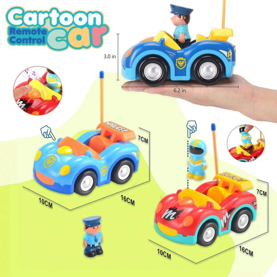 Remote Control Cars Set Of 2 Vehicles RC Radio Control Toys For Toddlers Kids Boys And Girls