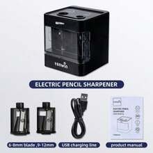 tenwin Tenwin 1pc Double Hole Electric Pencil Sharpener Mini Usb Dual Power Sharpener Supply School Students Stationery For 6-12mm Pencil Back To School