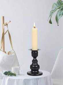 1个金属铁质哑光金色烛台，简约现代欧式风格，适用于婚礼、派对、烛光晚餐、家居装饰、房间装饰、礼品 - 黑色 - 查看 12