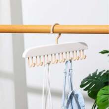 1 Count, 8-Hook Clothes Hanger, Dual-Purpose For Hanging And Pasting, Underwear, Vest, Hanging Clothes Hanger, Traceless Drying Rack - White - View 9