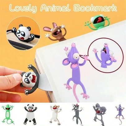 1pc 3D Cartoon Animal Bookmark, Fun & Cute PVC Material, Reading Marker Card, Suitable For Students, Teenagers, Boys & Girls, Office & School Supplies, Birthday Party Gift, Back To School Gift