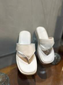 Sandalia Flat Confort Chinelo Tamanco Confortável Feminino sola baixa Ref 2186 baixo - Branco - Visão 4