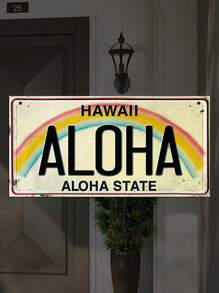 1 Stück quadratische hölzerne dekorative Hängetafel, Hawaii Aloha Staat Identifikation, an der Wand befestigte dekorative hölzerne Hängetafel, Vintage Dekoration für Wohnzimmer Veranda