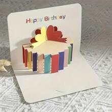 1pc Cake 3D Pop-Up Happy Birthday Greeting Card With Envelope, Fun Simple Style Birthday Card