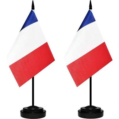2 عبوة مجموعة أعلام المكتب، المملكة المتحدة، فرنسا، ألمانيا، ايرلندا، إيطاليا، هولندا، بريطانيا إنجلترا هولندا أعلام طاولة المكتب، علم صغير مصغر على قاعدة سوداء وعصا سوداء صلبة 12 بوصة