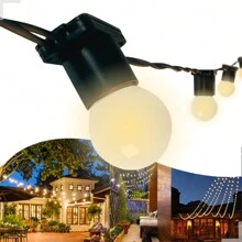 Kit Varal De Luzes 10m+ 10 Lâmpadas Bolinha 3w Branco Frio/Quente  Led Festão - Branco Quente - Visão 1