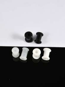 3 对装黑色透明白色厚硅胶隧道柔性耳皮空心量规适用于耳洞穿刺 - 三對混顏色 - 查看 22