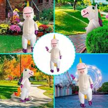 充气独角兽服装成人儿童彩虹万圣节服装男女成人狂欢节吉祥物普珥节圣诞节角色扮演 - 白色 - 查看 5