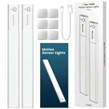 Under Cabinet Kitchen Lights  64 LED Motion Sensor Magnetic Lights 3000mAh Type-C Rechargeable,3 Color Temperature Dimmable Night Light Remote For Cupboard,Closet,Stairs Energy Class A