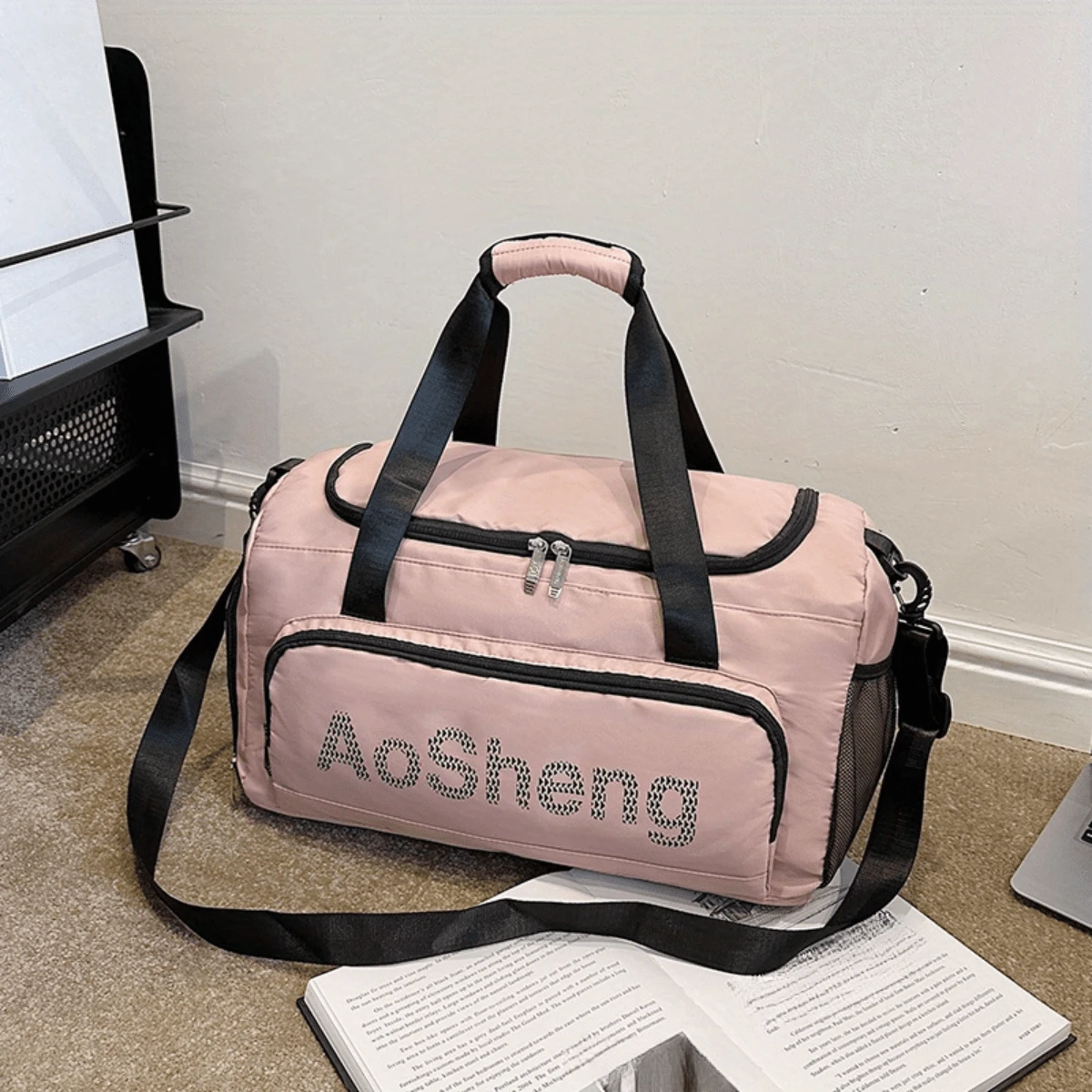 Chiều dài 45cm Chiều rộng 23cm Chiều cao 26cm Túi du lịch xách tay đeo vai dành cho nam và nữ, Túi du lịch cự ly ngắn, Túi du lịch, Túi tập thể dục, Túi thể thao, Túi đựng đồ giải trí thời trang, Túi hành lý - màu đen - Xem 1