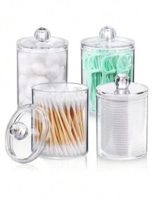 4pcs Makeup Round Pads Holder, Makeup Round Pad Holder Makeup Remover, Acrylic Makeup Pads Storage Box Container Dispenser Storage Display Stand,For Holiday Beach, Bathroom Collection, Bedroom Collection, Large Capacity - Clear - View 10