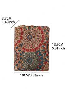 Fashion Retro Wood Grain Wallet, Bohemian Style Foldable Multi-Functional Card Holder, Unisex Portable Handheld Bag, Large Capacity Printed Three-Fold Coin Purse - Multicolor - View 4