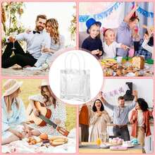 1 件带手柄可重复使用透明礼品塑料袋，小礼品包装手提袋，适用于婚礼派对婴儿送礼会、购物袋、PVC 礼品糖果袋 - 白色 - 查看 8