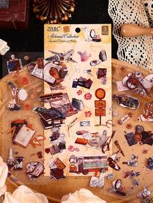 3pcs Simple And Elegant Pattern Scrapbook Stickers, Flowers, Feathers, Green Plants, Art Supplies And Other Delicate Life Scene Pattern Sticker Packs, DIY Magazines, Garbage Diary Supplies, Learning Stationery And Gift Cover Decorative Stickers - Multicolor - View 5