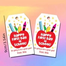 20 etiquetas de regalo de primer día de escuela, etiquetas para el regreso a la escuela, etiquetas de agradecimiento de maestros - Sin batería, Sin electricidad, Sin decoración de plumas. - Multicolor - Ver 2