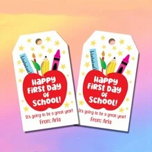 20 etiquetas de regalo de primer día de escuela, etiquetas para el regreso a la escuela, etiquetas de agradecimiento de maestros - Sin batería, Sin electricidad, Sin decoración de plumas. - Multicolor - Ver 1