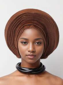 Khăn trùm đầu cho nữ, mũ xếp ly hình quạt co giãn thủ công, chất liệu vải co giãn màu trơn, lý tưởng cho đám cưới và tiệc tùng. - nhiều màu - Xem 17