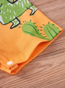 Baby Boy Casual Cartoon Animal Print Romper, sommar - Gul - Visa 5