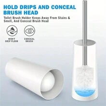 1 Set Toilet Brush And Holder With 304 Stainless Steel Long Handle, Bathroom Toilet Brush, Ergonomic, Elegant Toilet Brush Bathroom Decor Fall Decor - Multicolor - View 8