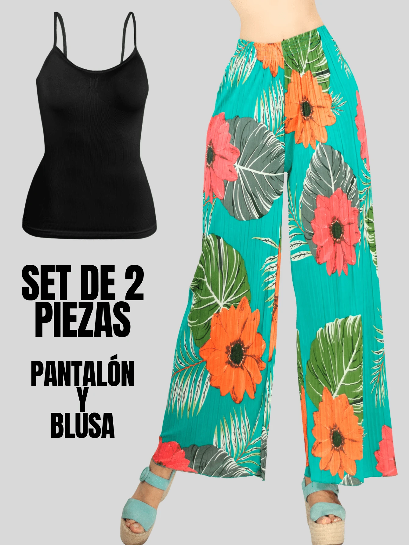 SET DE DOS PIEZAS BLUSA Y PANTALON CASUAL - Verde - Ver 1