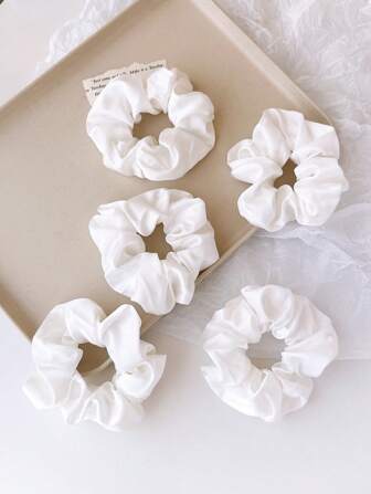 5 st. kvinnors Mori-stil retro enkel vild bredbrättad hårsnodd, satin slouchy scrunchie combo set scrunchies hårsnoddar, avslappnade hästsvanshuvudaccessoarer