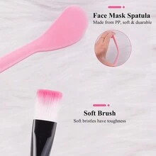 5pcs/Set Facial Brush Mask Bowl Spoon Set, Professional Beauty Tools For Mixing And Applying Masks And Skin Care Products - Pink - View 4