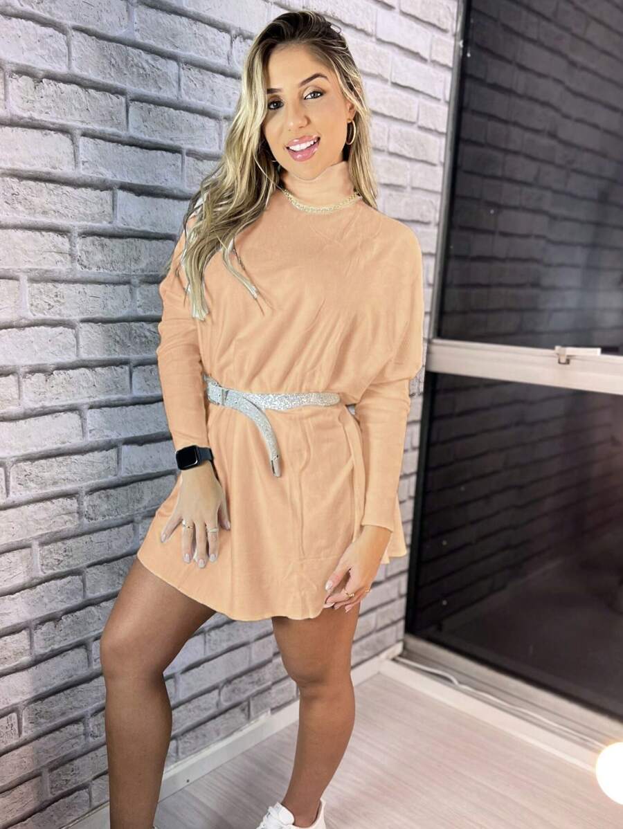 Women Sweater Dresses - 米色 - 查看 1