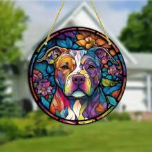 1 Stück, Hundemotiv Glasmalerei Sonnenfänger, Hunde Wandhänger Ornament Panel Dekoration, Geburtstagsgeschenk für Großmutter Tierliebhaber, Anhänger Dekor Ornament, Szenendekor, Raumdekoration, Heimdekoration, Fensterdekor Anhänger, Feiertagsdekor, Auswahl aus verschiedenen Hundearten wie Charlie King Hund, Berner Sennenhund, Pudel, Husky, Bulldogge