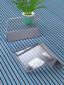 Mirror 1pc Grey Purple Tri-Fold Silicone Foldable IPad Case, Shell Slim Stand Shockproof Anti Fall Pen Holder Anti-Fall Tablet Cover Compatible With Apple IPad Mini 4/5/6, 9.7/10.2/10.5 Inches, Air 4/5/6, 10th Gen, 10.9 Inches, Pro 11 Inches, Air 11(M2) , Air 13 And Pro 11(M4) Models. Clear Back Cover With High Transparency For DIY Personalization.