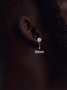 1 paire de clous d'oreille en acier inoxydable avec zircone cubique pour hommes, boucles d'oreilles de personnalité hip-hop, qualité haut de gamme, design simple et polyvalent, bijoux d'oreille non éblouissants pour un port quotidien