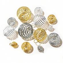 10-30入組金屬螺旋珠籠吊墜，空心珠帽，適用於DIY手鍊、首飾製作配件 - cage pendant charm - 查看 3