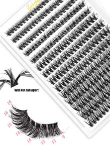 280 piezas Racimos de pestañas individuales 40D, rizado D, de 9 a 16 mm, racimos de pestañas DIY, súper aspecto natural y wispy, ultra suaves y súper ligeros, pestañas postizas individuales y segmentadas reutilizables para uso principiante en casa o en movimiento para la vida diaria, citas, fiestas, festivales de música y Halloween