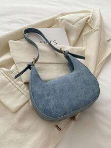 2024 Winter New Women's Personalized Crossbody Bag, Casual Korean Style Crescent Bag, Fashion Chain Shoulder Bag For Women