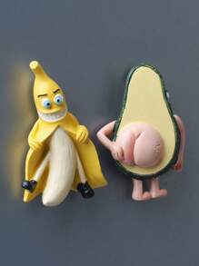 1pc Cute Creative Funny 3D Magnetic Cartoon Magnet For Fridge, Banana & Avocado Shaped Best