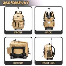 3PCS Multi-Coloured Leather Rolling Backpack For Kids Multi-Pocket Multi-Functional Trolley Schoolbag With Lunch Bag And Penbag Travel Bag For Elementary School Students - Gold - View 4
