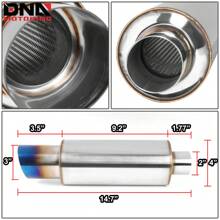 2" Inlet Stainless Steel Straight-Through Exhaust Muffler 3" Burnt Diagonal Tip
