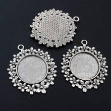 2pcs Vintage Flower Pendant Blank Base Setting Fits 25mm Round Cabochons Bezel Tray DIY Jewelry Making Accessories - Flower Pendant Cabochon Setting - View 3