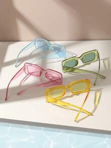 4pcs Women's Casual Cute Square Plastic Full Frame Fashion Eyeglasses Suitable For Daily Use, Blocking Strong Light, Party Decoration, Traveling - Multicolor - View 2