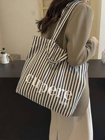 Casual Bag Women's Large Capacity Tote Bag 2024 New Line Super Hot Shoulder Bag Striped Crossbody Bucket Bag