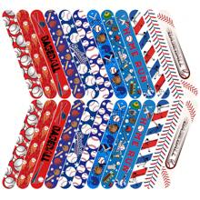 36 piezas Pulseras de presión con elementos de béisbol, pulseras deportivas tipo slap con tema de béisbol para regalos de fiesta de béisbol y cumpleaños