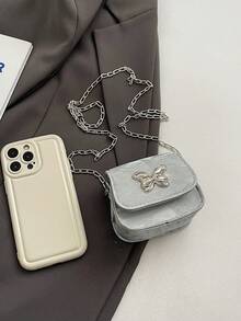 Design minimaliste polyvalent, sac à bandoulière femme couleur unie mini, avec rabat, petit et moyen, nouveau sac à l'épaule à la mode - Argent - Voir 8