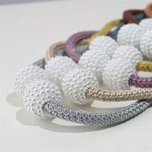 2pcs Magnetic Curtain Tiebacks, Faux Pearl Ball Decorative Home Curtain Buckle, Curtain Rope Straps For Holding Curtains & Drapes, For Bedroom Living Room Home Decor