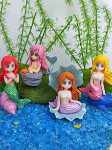 1pc Miniature Mermaid Figurines, Garden Accessories For Crafts, Terrarium, Miniature Moss Landscape Decorations, Birthday Cake Decoration Fly Wing Figurines(Some Parts Are Sent Random)