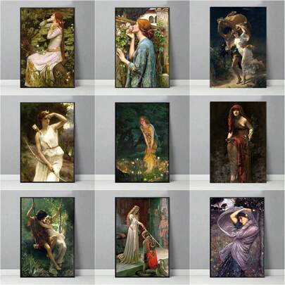 1pc Pre-Raphaelite Woman Portrait Poster Lady Godiva Midsummer Eve Canvas Painting Vintage Wall Art Picture Office Home Decor Optional Frame
