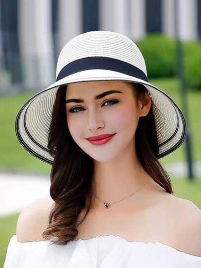 1pc Women's Spring Summer Sun Protection Hat, Versatile Outdoor Visor Cap For Hiking, Fishing, Beach, Simple Bucket Hat Design Suitable For Outdoor Activities