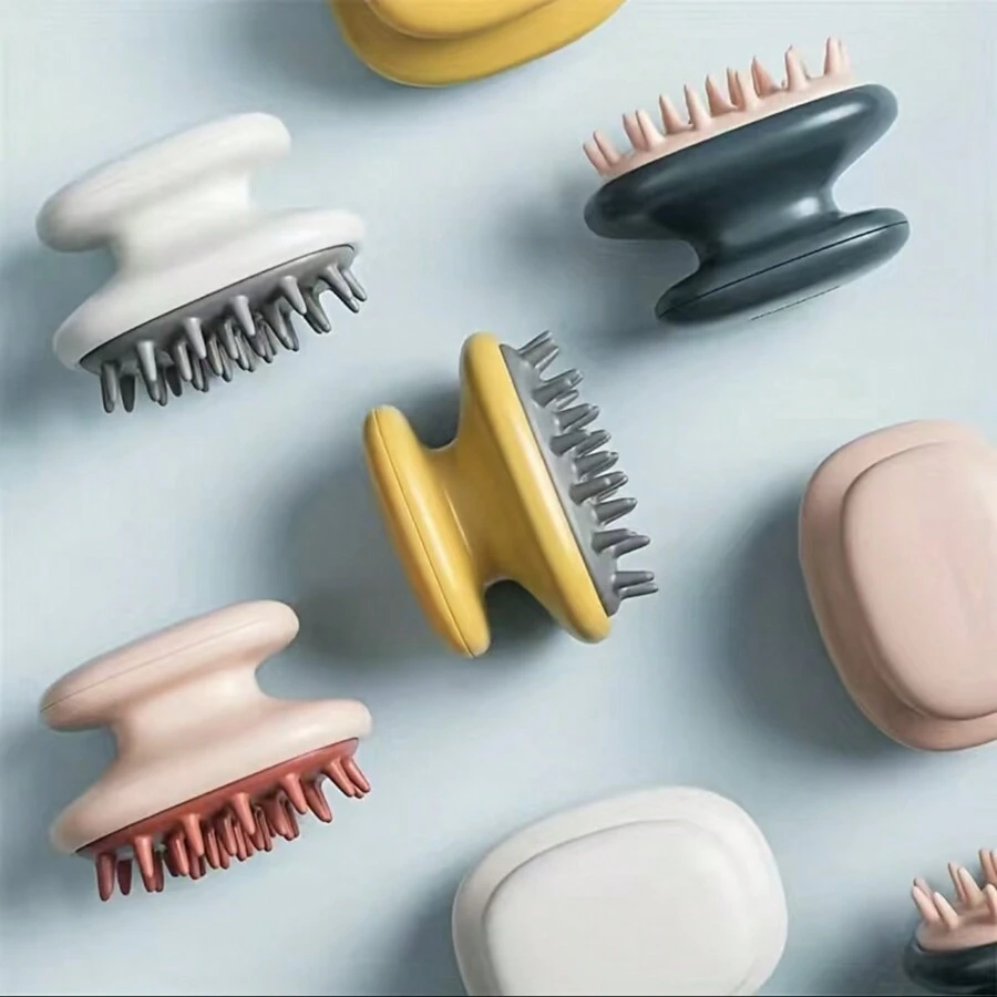 1入手持矽膠洗髮按摩墊梳，適用於日常洗髮和清潔頭皮 - 適用於男女皆宜