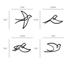 Kit With 4 Hollow Birds Decorative Self-Adhesive Black PET Frame For Living Room Bedroom Office Shop Bathroom - 黑色 - 查看 4