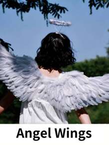 1PC Angel Feather Wings Stage Performance Costume Walk Show Car Show Halloween Makeup Ball Props - White - View 2