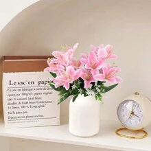 1/3 件人造百合,长度 39 厘米/5.3 英寸,可用于家庭、酒店、花卉装饰、派对和家居装饰 - 彩色 - 查看 5